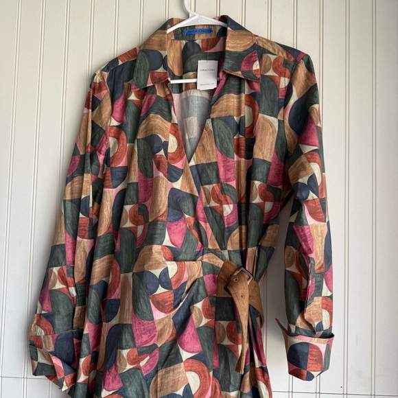 J. McLaughlin Size XL Olive Multi Geometric Harmony Mercer Dress NEW! - Picture 5 of 8